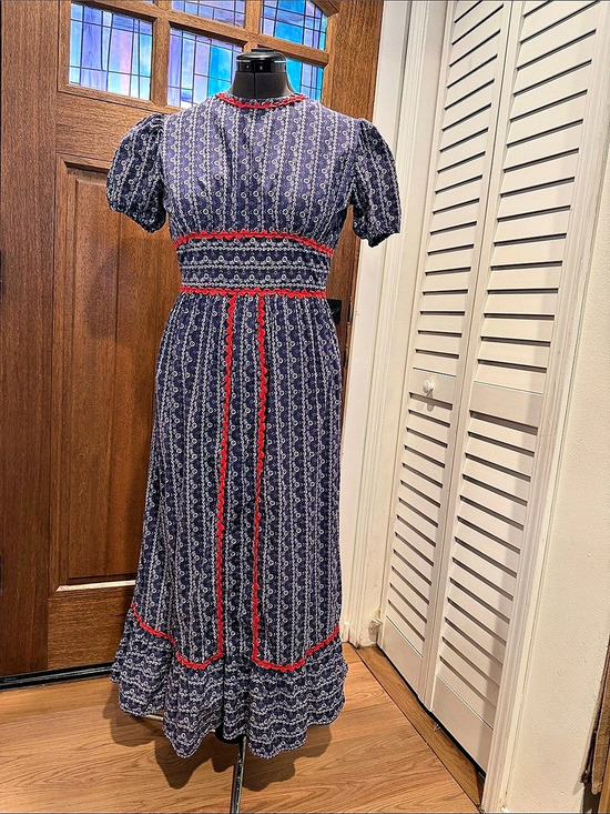 Handmade Dresses & Skirts - Vintage Handmade Cottagecore Prairie Dress | Rickrack Trim | Floral Print |